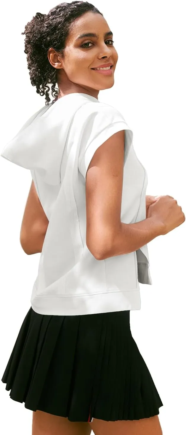 MIHOLL Womens Cropped Hoodies Short SLeeve Casual Sweatshirts Workout Summer 2024 Pullover Tops