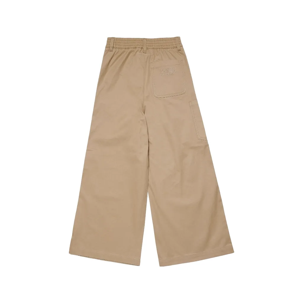 MM6 Kids Logo Embroidered Wide Leg Chinos