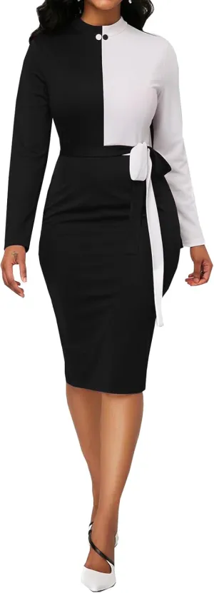 MOJICK Dresses for Women Bodycon Pencil Peplum Vintage Dress Cocktail Party Dresses for Women 2024
