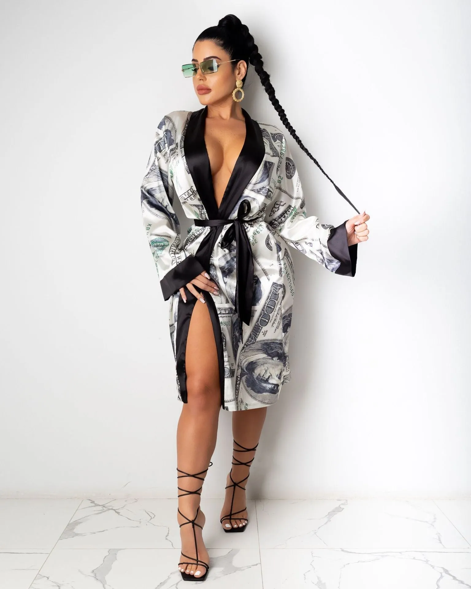 Money Printed Satin Robes