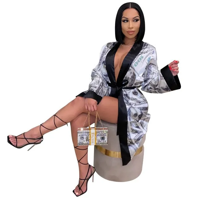 Money Printed Satin Robes