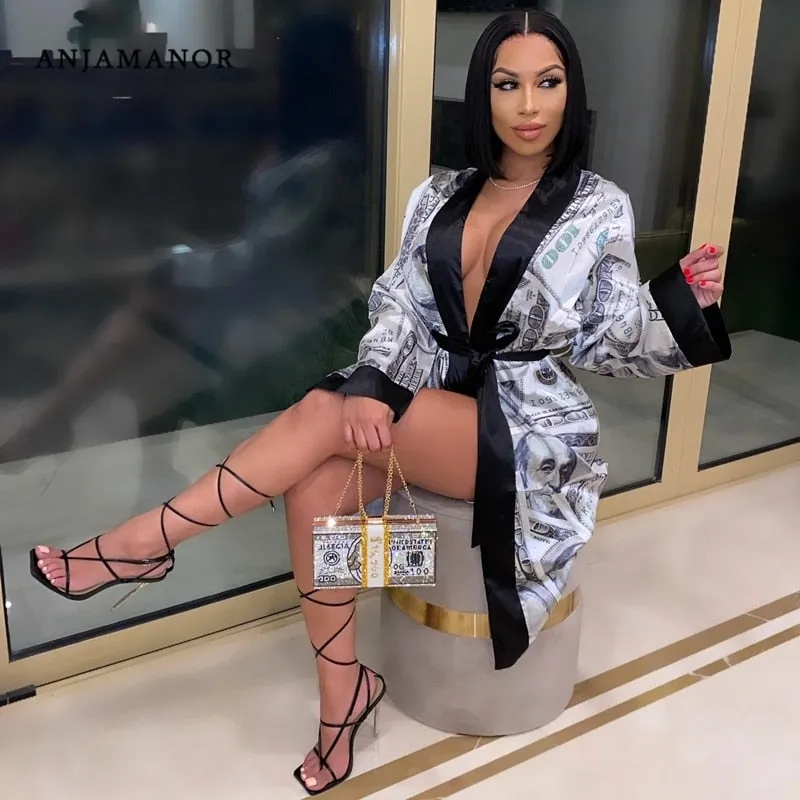 Money Printed Satin Robes