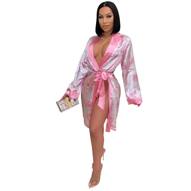 Money Printed Satin Robes