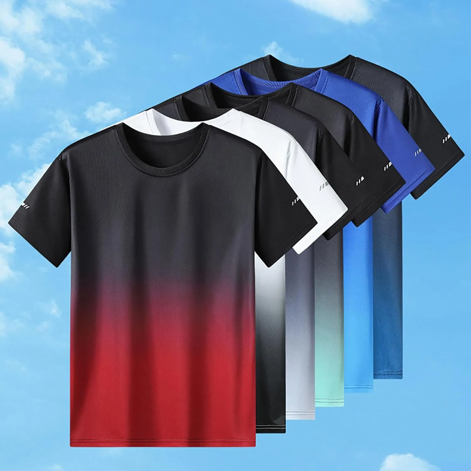Muscularfit Loose Fit T Shirts for Men Crewneck Short Sleeve Gradient Color Causal Shirt Muscle Gym Workout Athletic Tee Tops