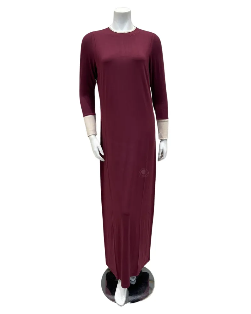 N5042-24C Dark Cherry Monogram Cotton Coverall Nightgown
