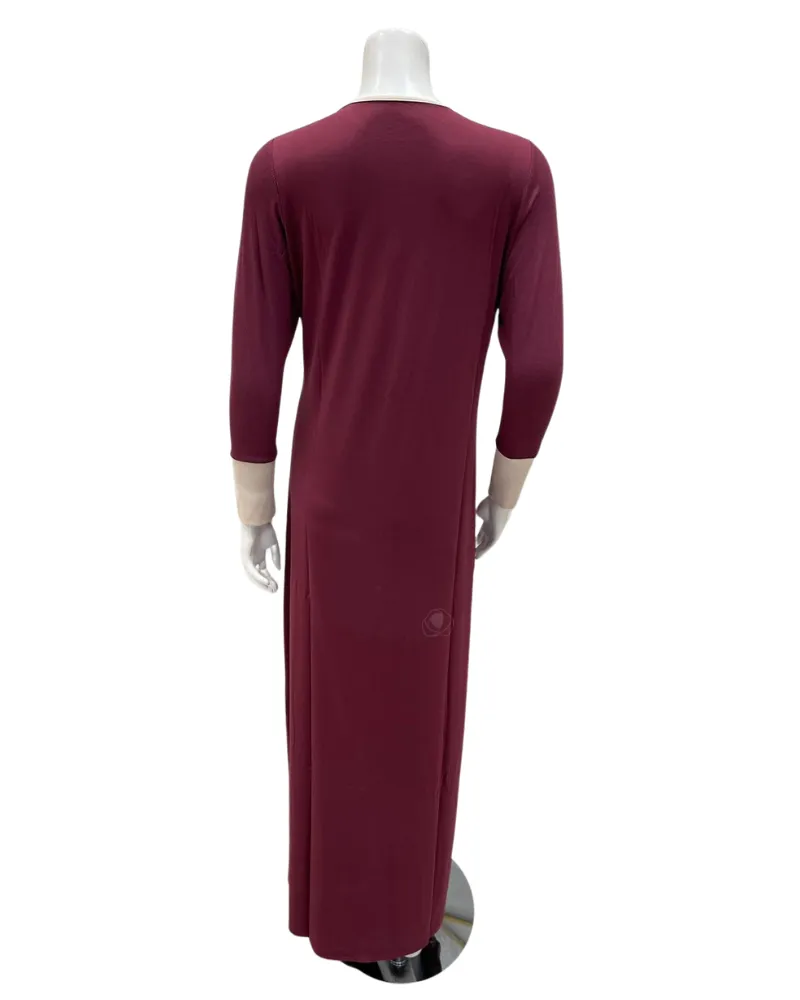 N5042-24C Dark Cherry Monogram Cotton Coverall Nightgown