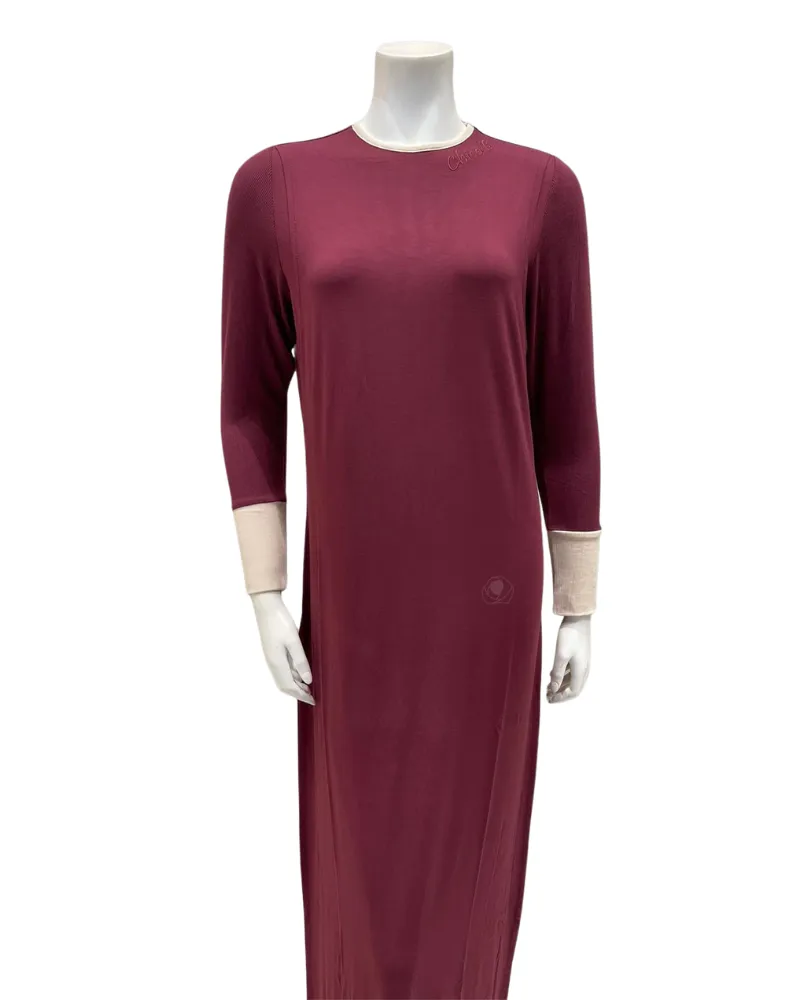 N5042-24C Dark Cherry Monogram Cotton Coverall Nightgown