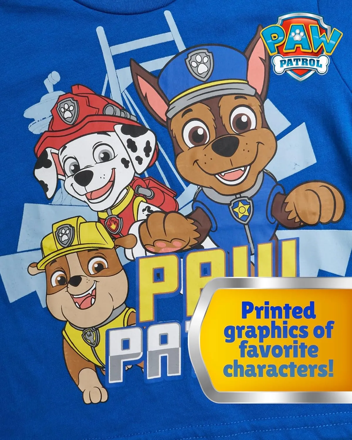 Nickelodeon Toddler Boys Graphic Tees - 2 Pack Paw Patrol Chase Marshall Short Sleeve Graphic T Shirts for Boys (Sizes: 2T-7)