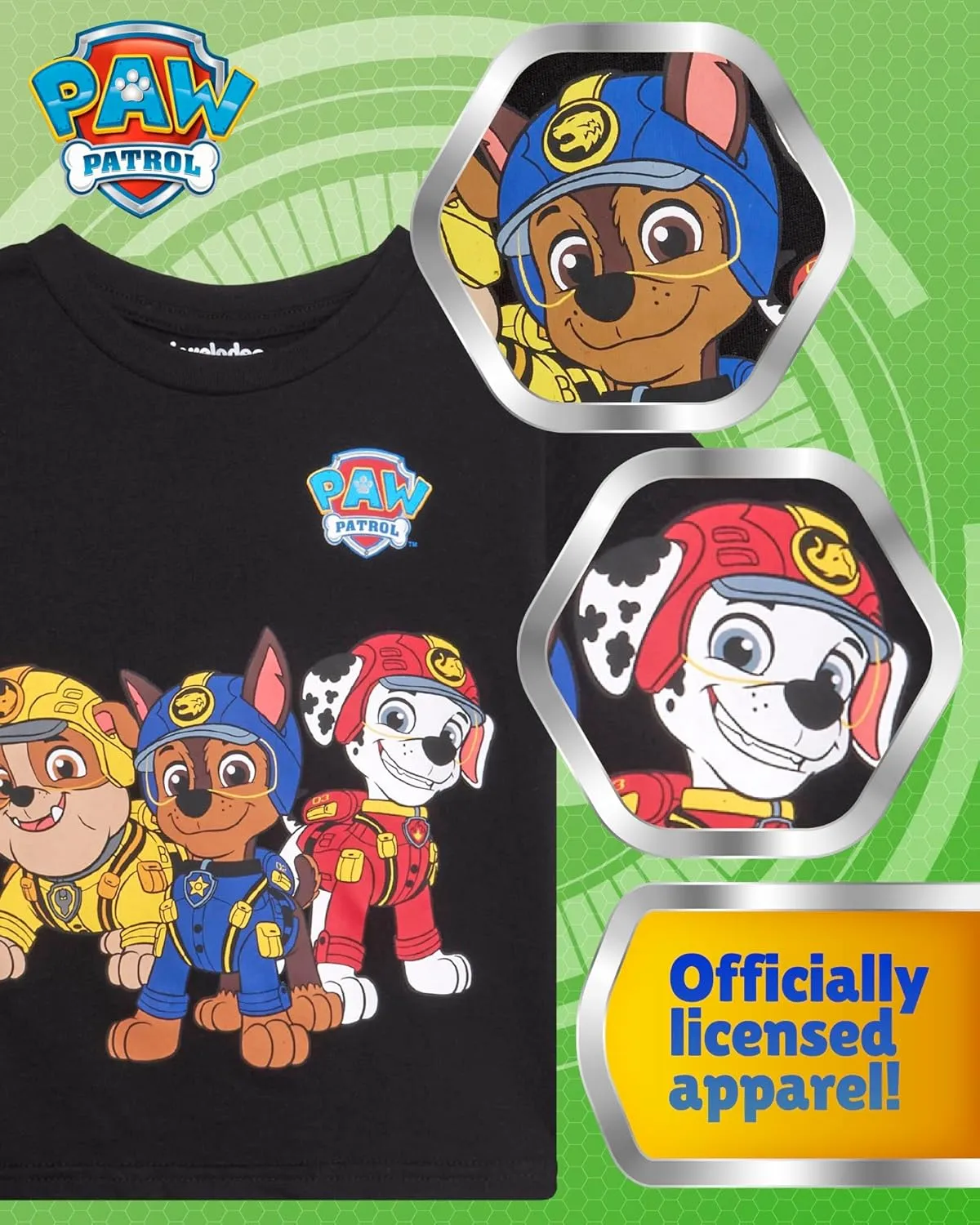 Nickelodeon Toddler Boys Graphic Tees - 2 Pack Paw Patrol Chase Marshall Short Sleeve Graphic T Shirts for Boys (Sizes: 2T-7)