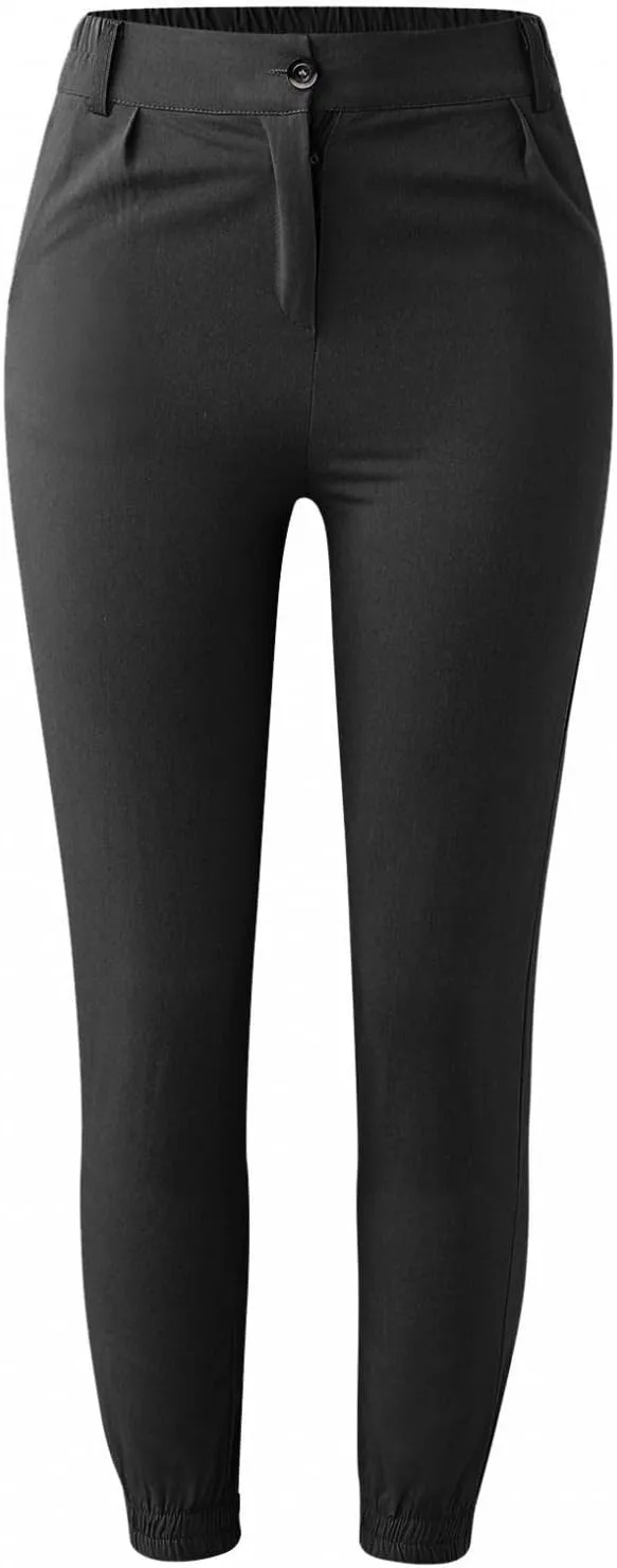 Nyybw Dress Pants for Women Comfort Stretchy Work Slacks Business Casual Straight Leg Button Trousers Skinny Cropped Pants