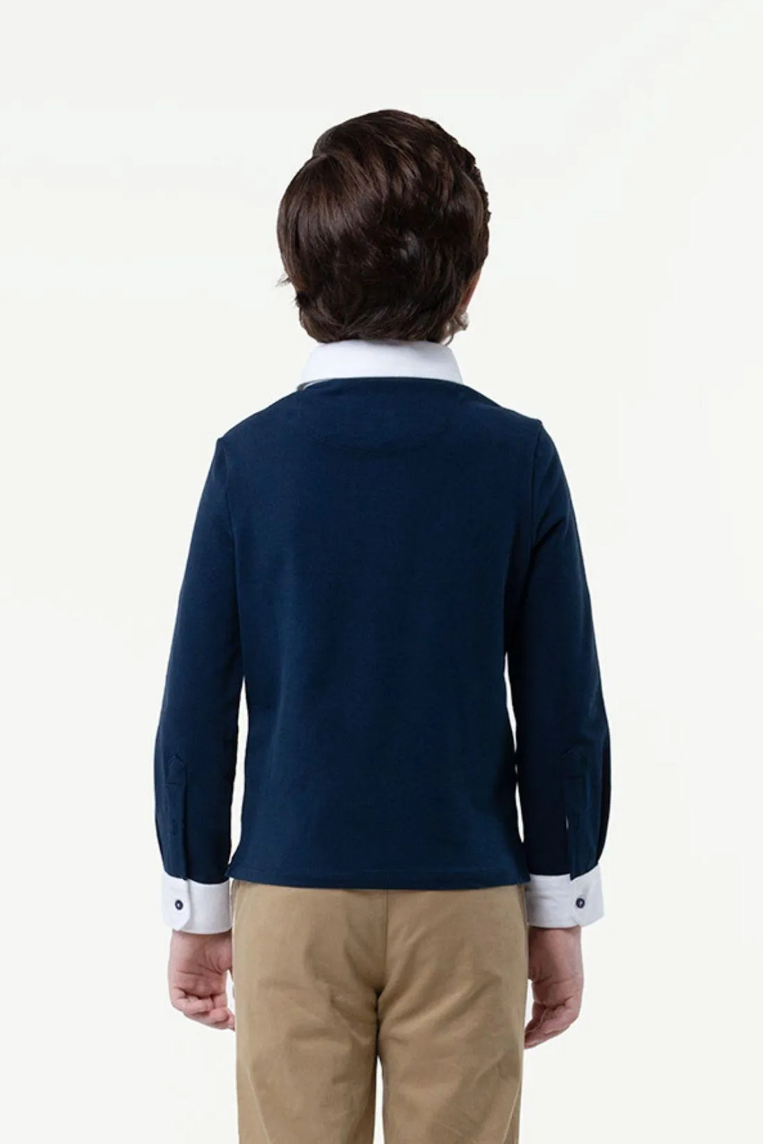 One Friday Kids Boys Navy Blue Knitted Cotton T-shirt