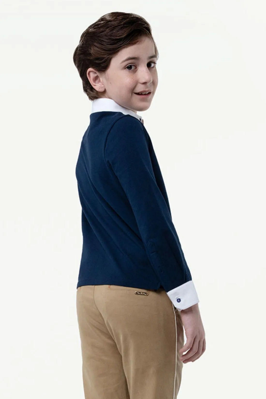 One Friday Kids Boys Navy Blue Knitted Cotton T-shirt