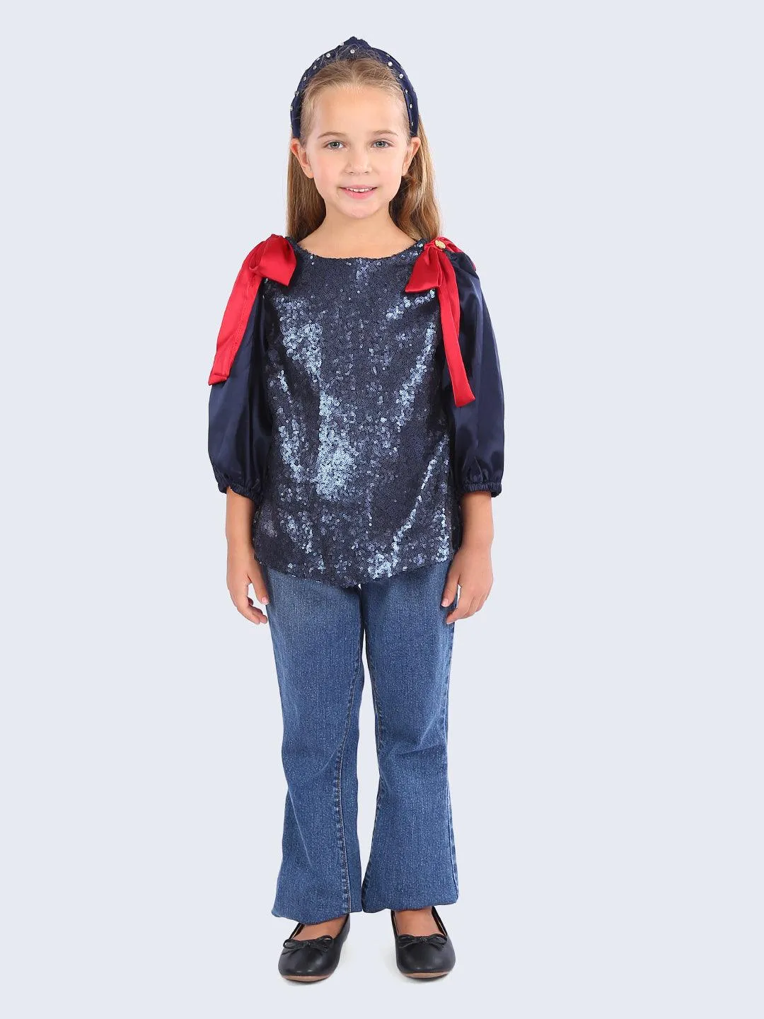 One Friday Kids Girls Blue Sequins Top