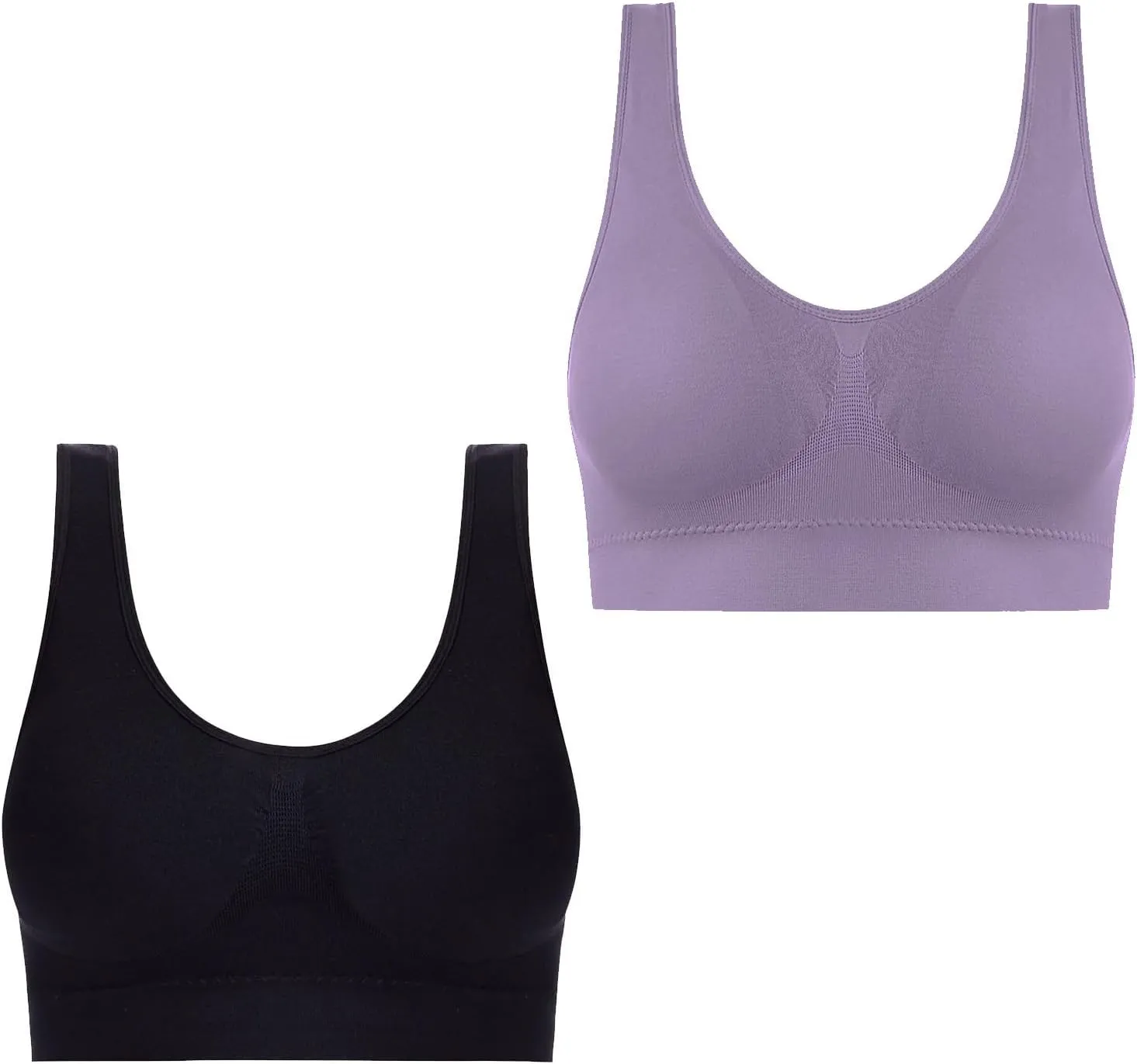 Oplxuo 2 Pack Seamless Bras for Women Comfort Wirefree Bralette Breathable Padded Bralettes Push Up Bras Everyday Bras