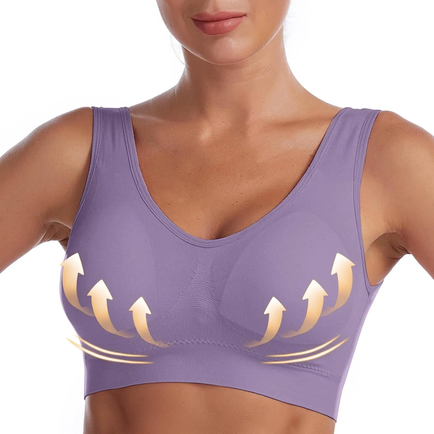 Oplxuo 2 Pack Seamless Bras for Women Comfort Wirefree Bralette Breathable Padded Bralettes Push Up Bras Everyday Bras