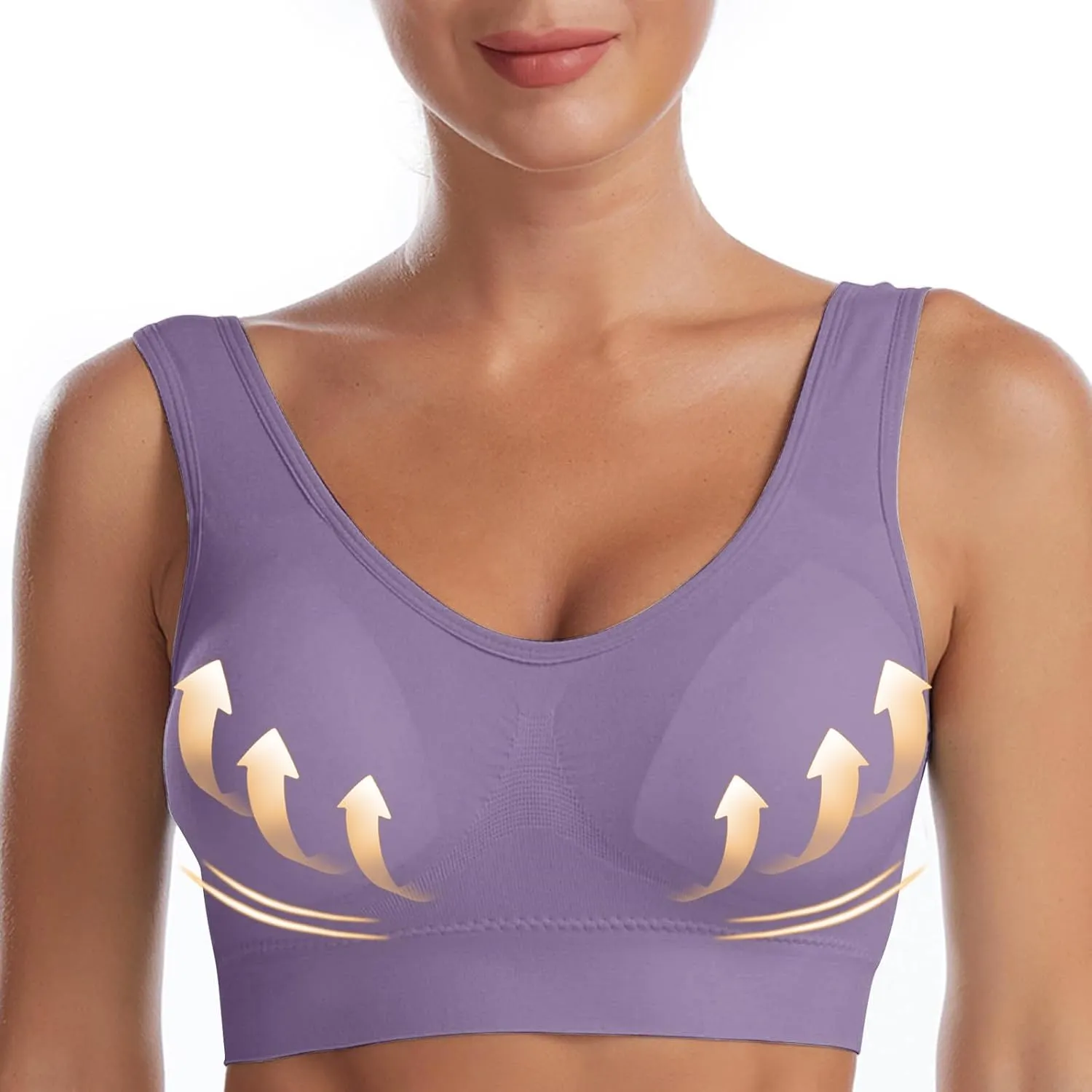 Oplxuo 2 Pack Seamless Bras for Women Comfort Wirefree Bralette Breathable Padded Bralettes Push Up Bras Everyday Bras