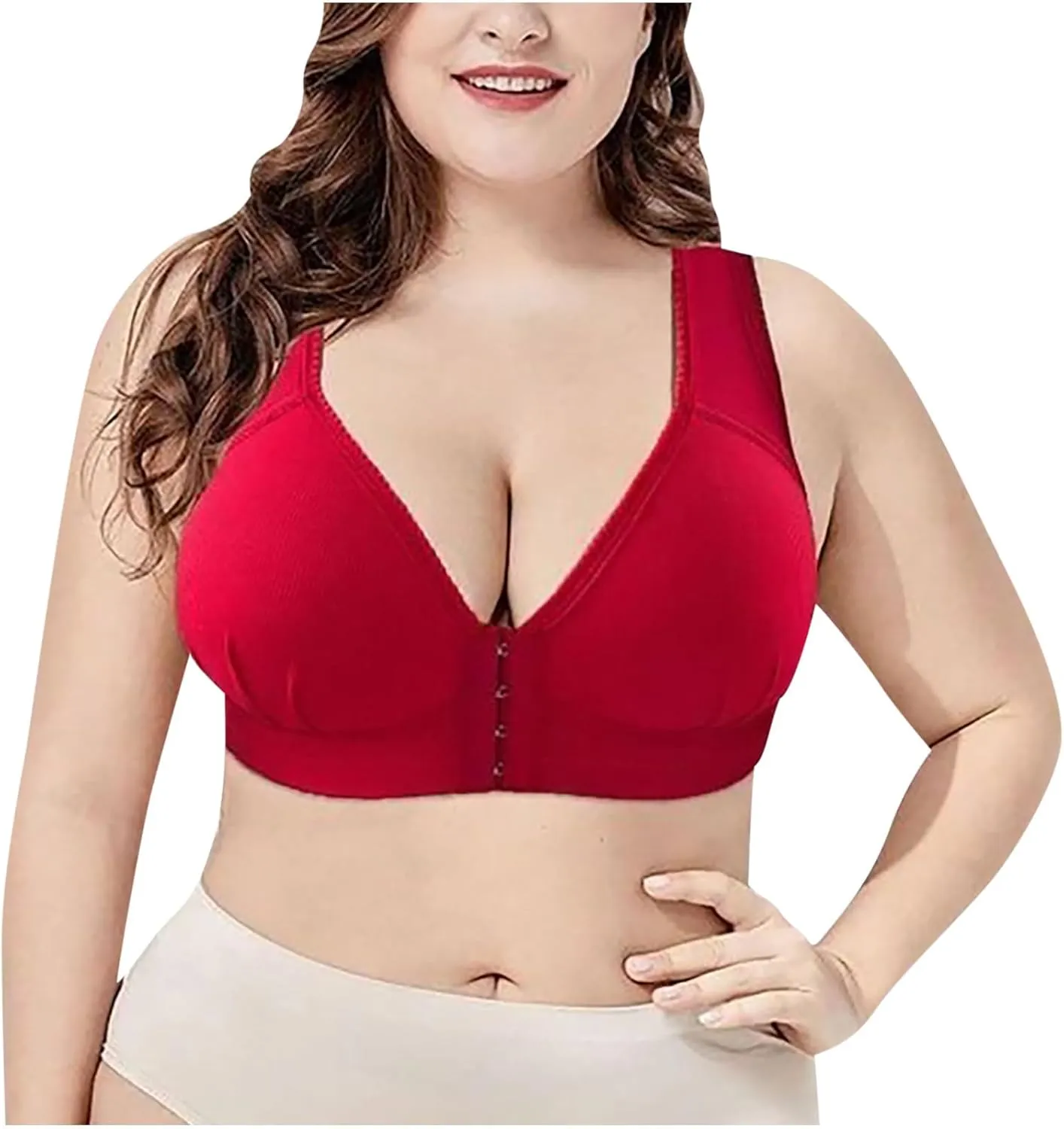 Oplxuo Push Up Bras for Women 3-Pack, Breastfeeding Front Close Wire-Free Seamless Bra Full-Coverage Soft Comfort Bralettes