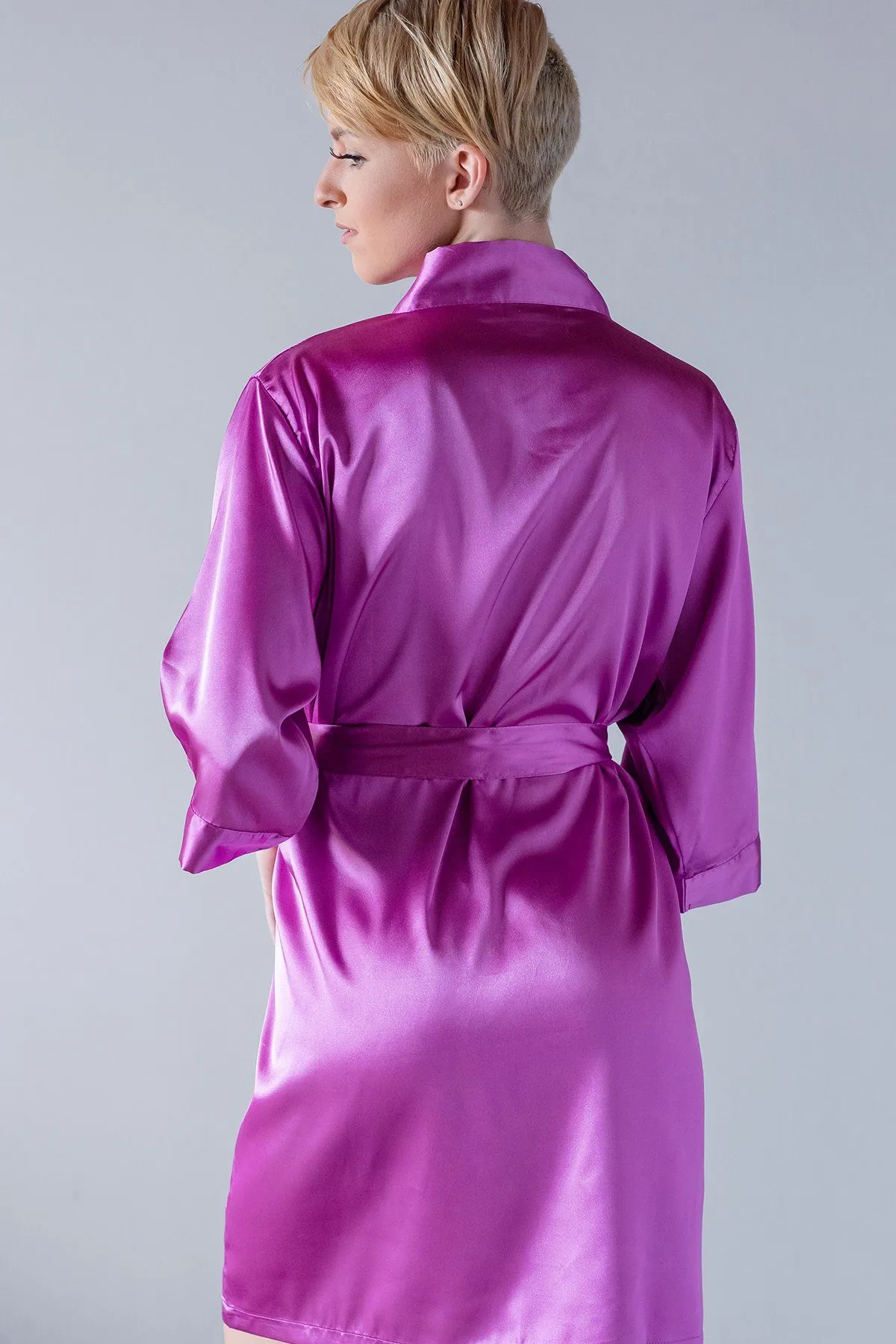 Orchid Satin Kimono Robe