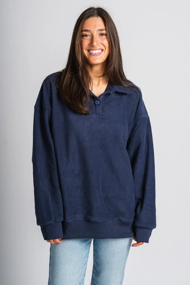 Oversized teddy pullover navy
