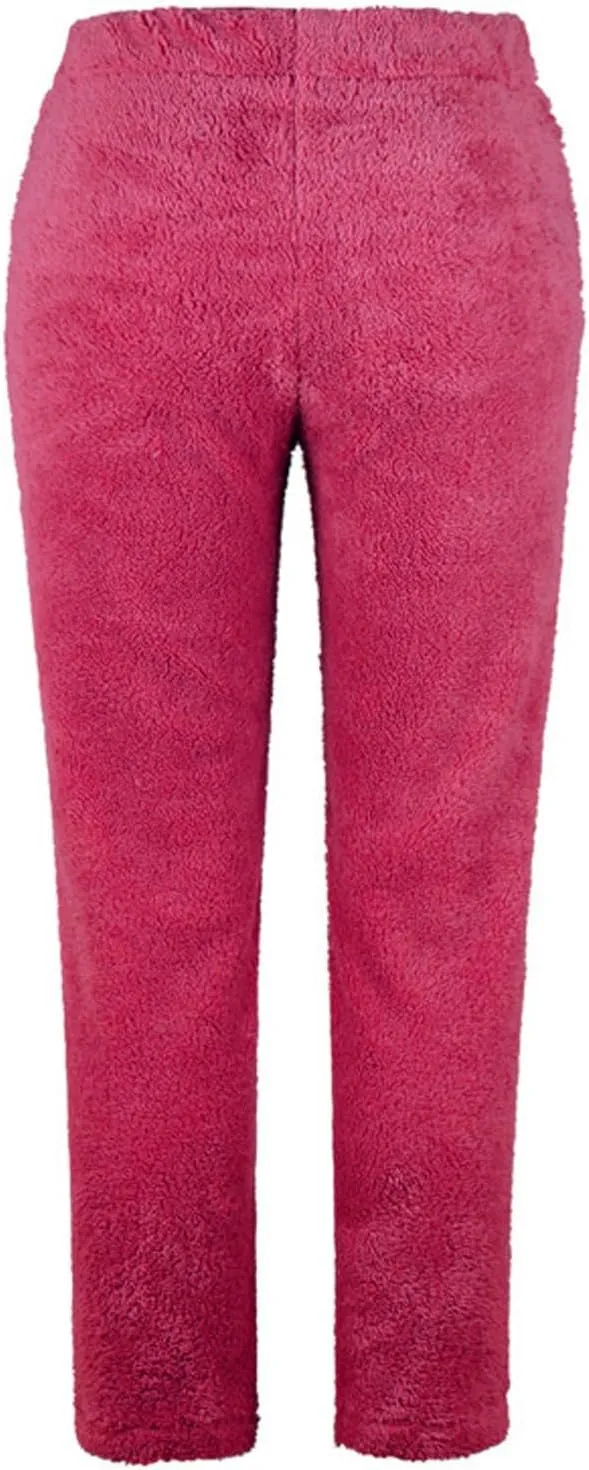 Pajama Pants Women Soft Fuzzy Fleece Low Rise Casual Lounge Track Pants Winter Warm Sleepwear Straight Leg Pj Pants