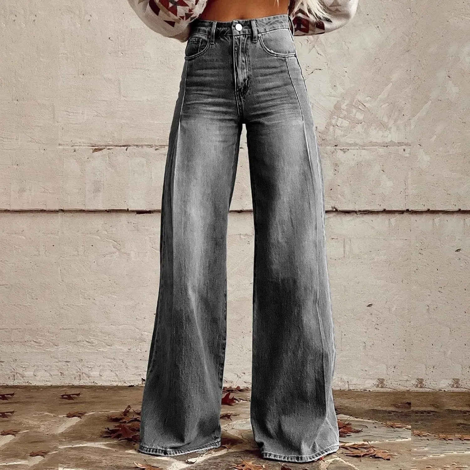 Pants for Women High Waisted Jeans Sweatpants Plus Size Wide Leg with