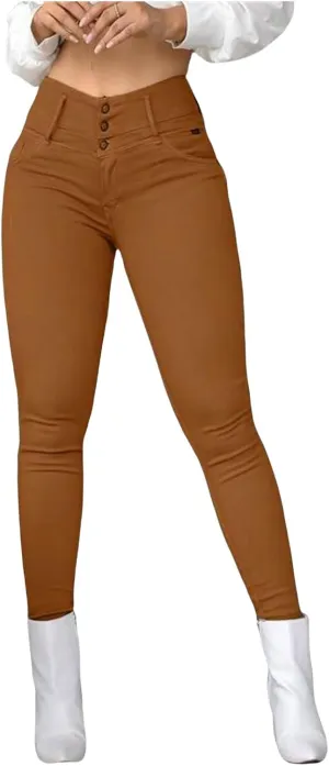 Pants for Women High Waisted-Rise Colored Stretch Skinny Distressed Jeans Casual Skinny Leggings Work Pant with Pocket
