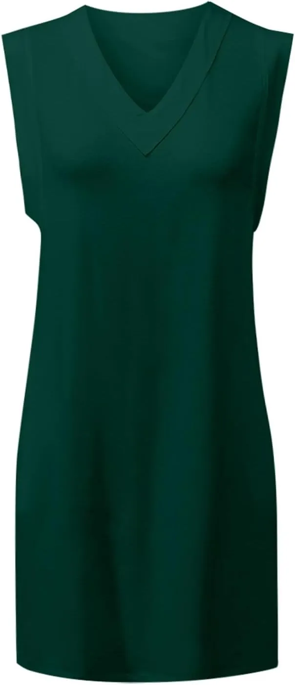 Party Dresses for Women Stetchy Sexy V Neck Sleeveless Knee Length Cocktail Dress Wedding Guest Loose Beachy Outfits