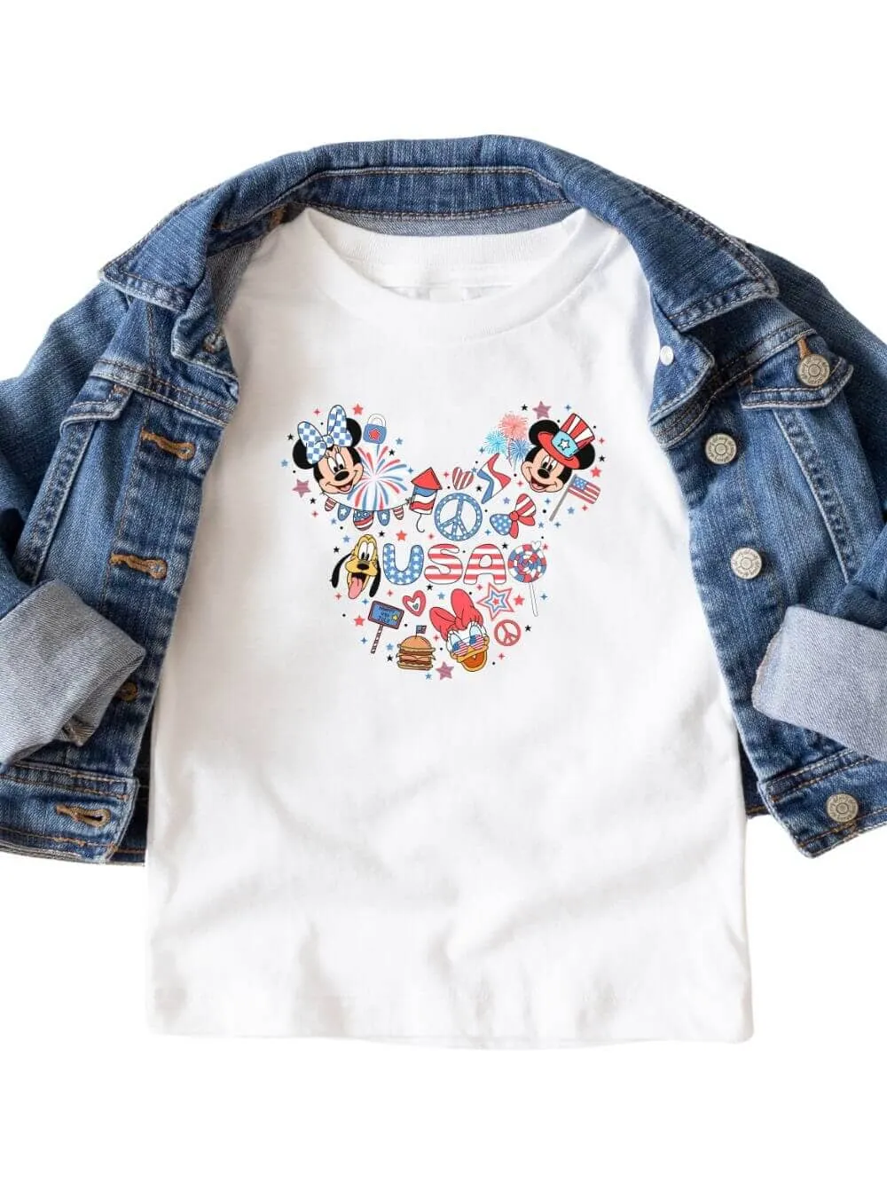 Patriotic Theme Park Mouse Ears Kids Graphic T-Shirt - 4 Colors