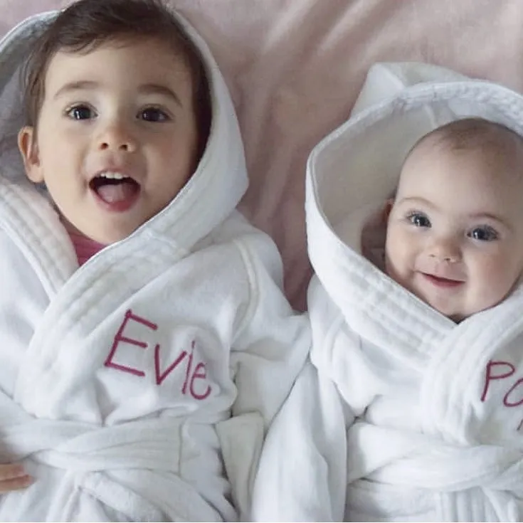 Personalised White Hooded Baby Bathrobe