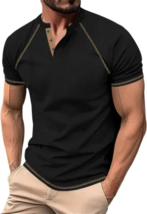 Pique Polo Shirts for Men 2025 Stylish Fitted Raglan Muscle T-Shirts Retro Moisture Wicking Sport Workout Tee Tops