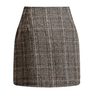Plaid Mini Skirts for Women Skirts High Waisted Short Sweater Skirt Dress A Line Knee Length Pencil Skirt