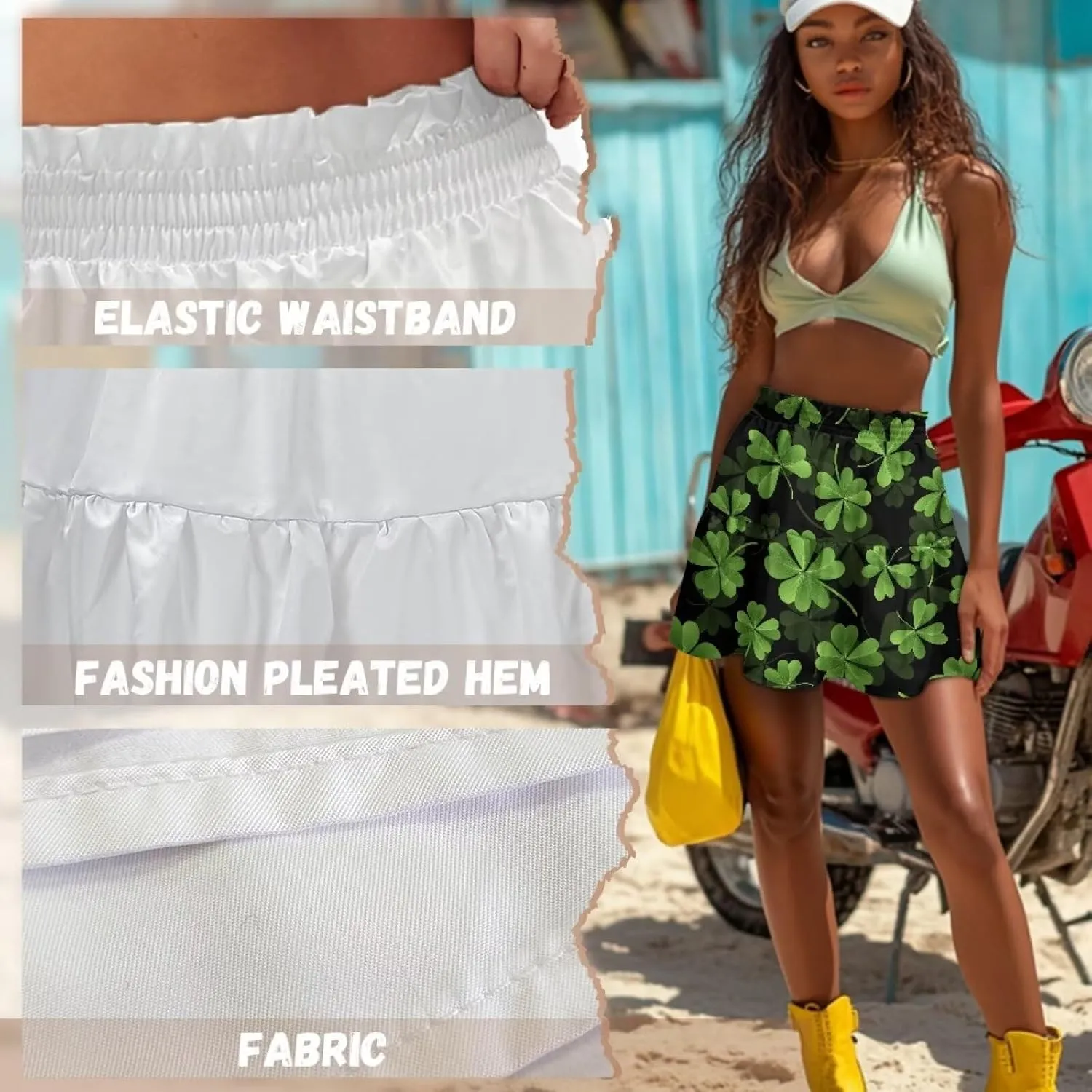 Pleated Skirts for Women Layered Pleated Skater Skirt for Women
