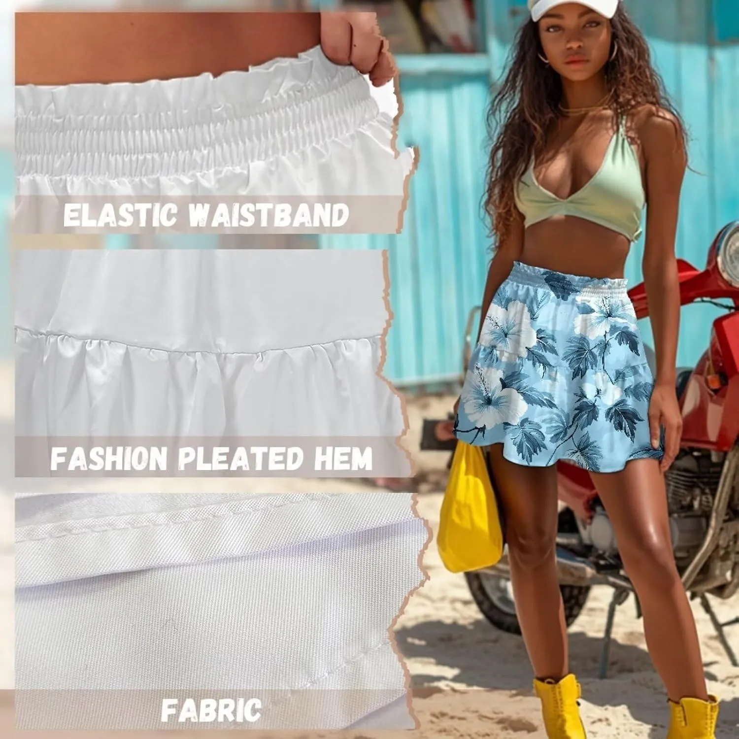 Pleated Skirts for Women Layered Pleated Skater Skirt for Women