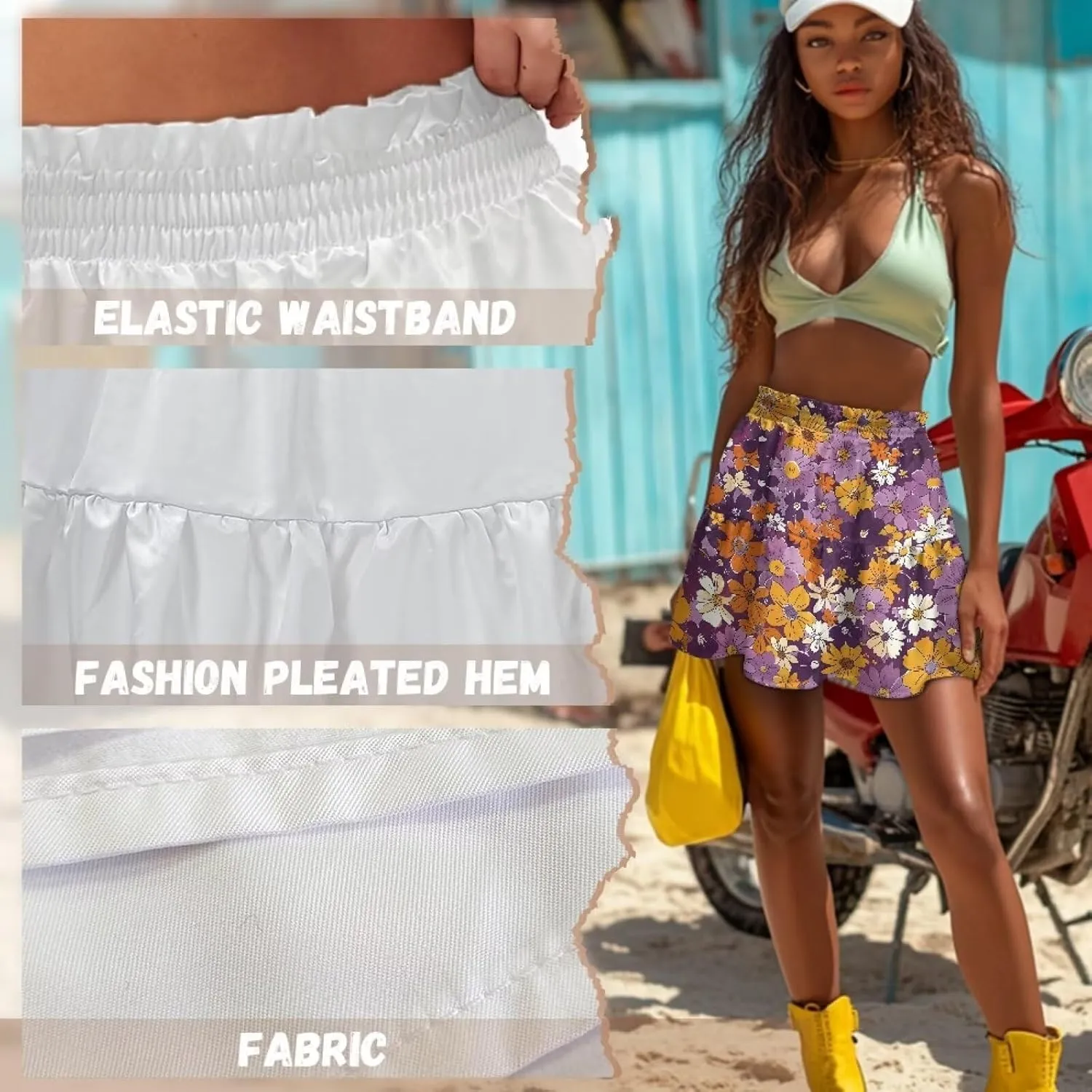 Pleated Skirts for Women Layered Pleated Skater Skirt for Women