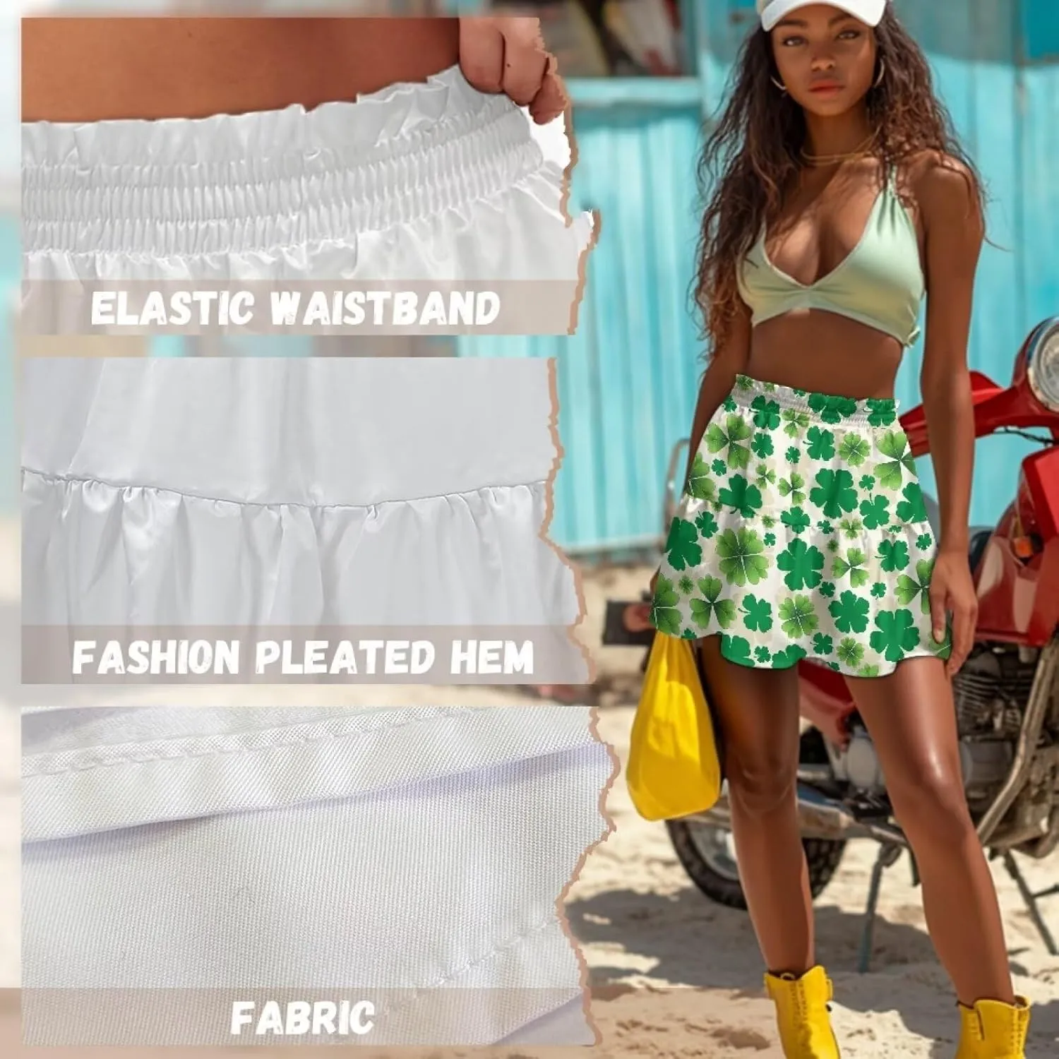 Pleated Skirts for Women Layered Pleated Skater Skirt for Women
