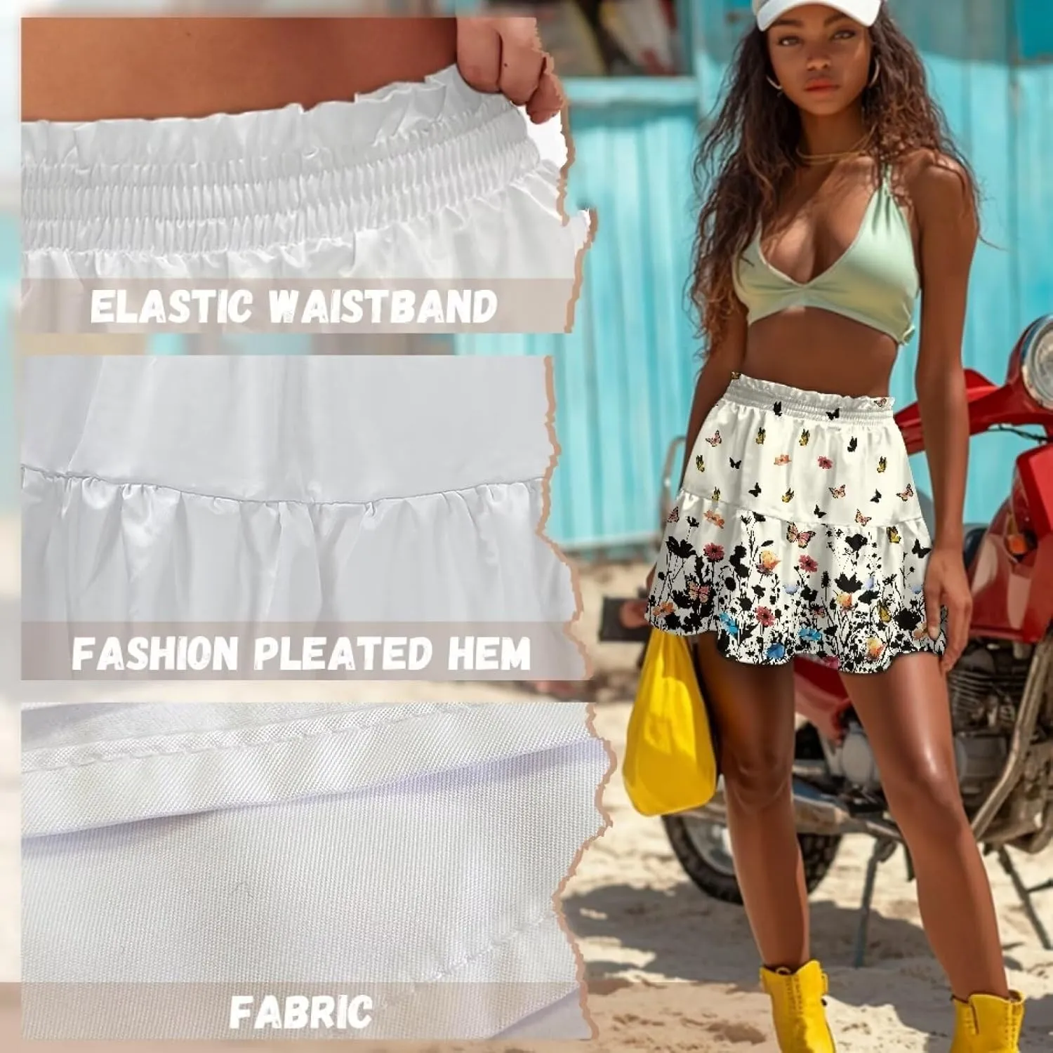 Pleated Skirts for Women Layered Pleated Skater Skirt for Women