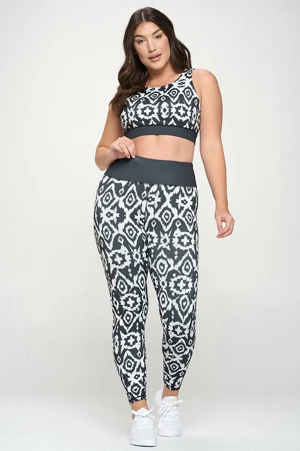 Plus Size Mandala Tribal Print Active Sports Bra
