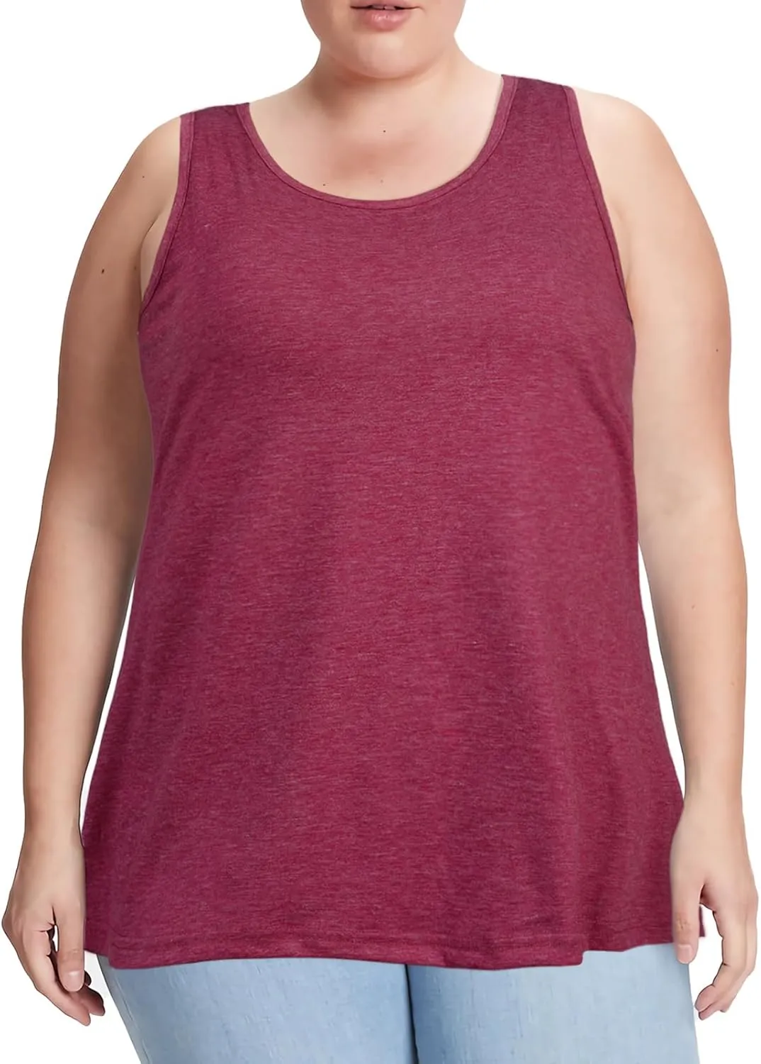 Plus Size Tank Tops for Women Summer Sleeveless Workout Tank Tops Scoop Necklines T-Shirts Casual Loose