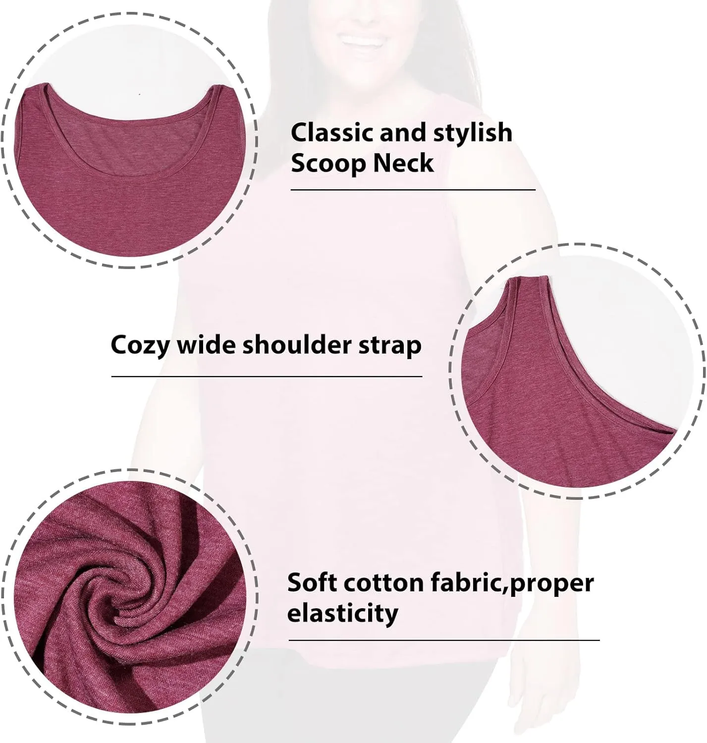 Plus Size Tank Tops for Women Summer Sleeveless Workout Tank Tops Scoop Necklines T-Shirts Casual Loose