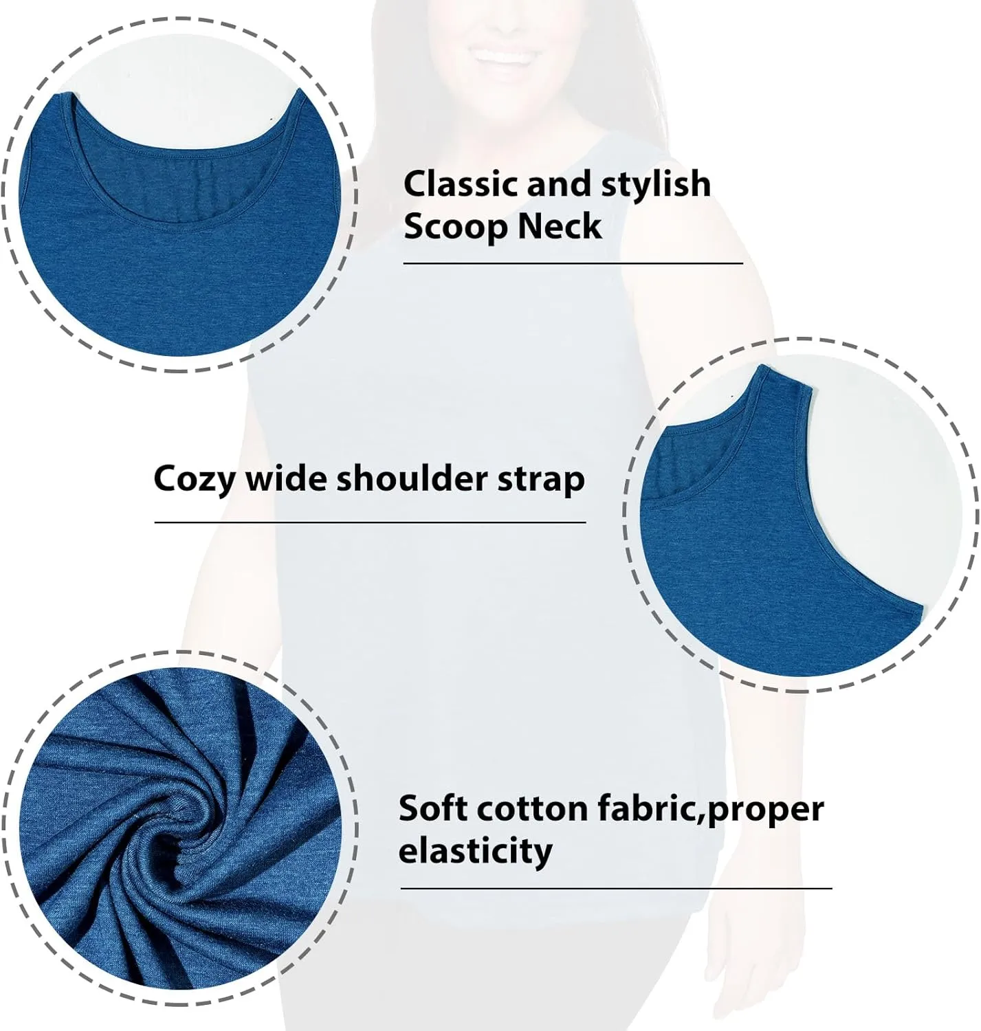 Plus Size Tank Tops for Women Summer Sleeveless Workout Tank Tops Scoop Necklines T-Shirts Casual Loose