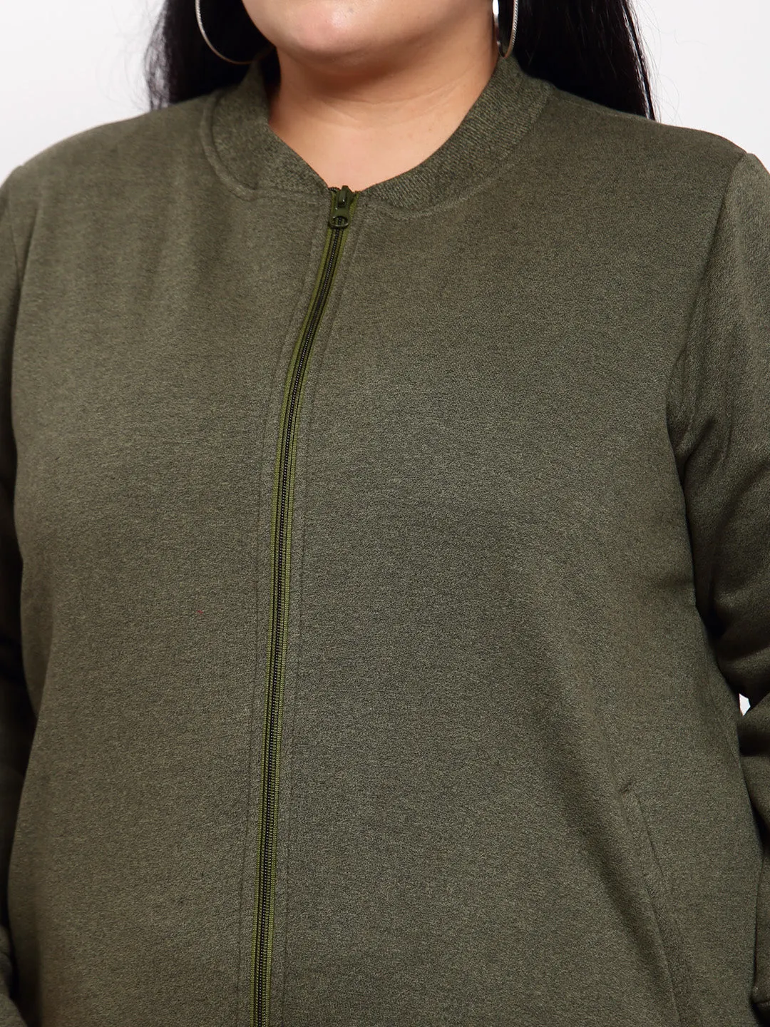 plusS Women Olive Green Sweatshirt