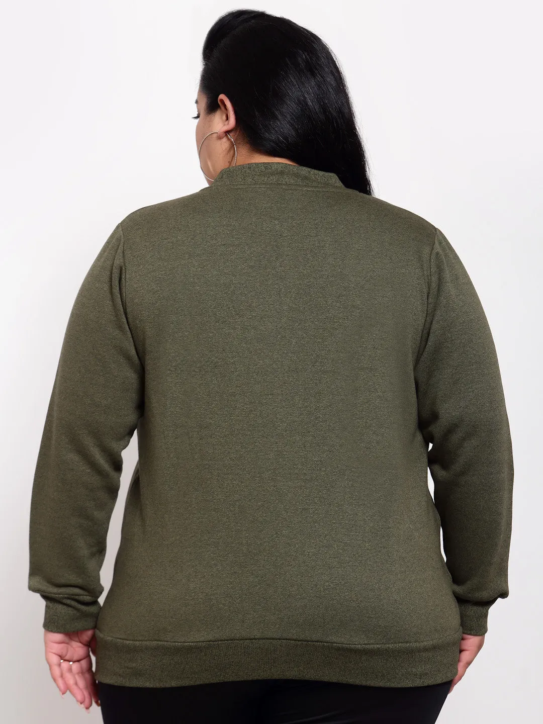 plusS Women Olive Green Sweatshirt