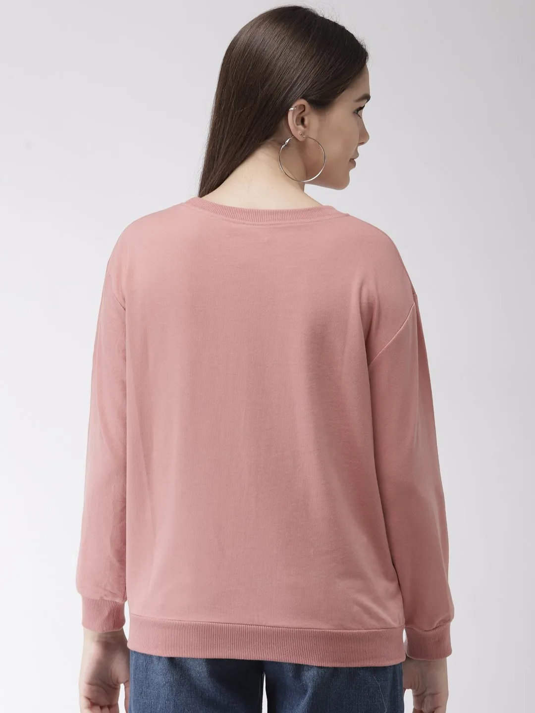 plusS Women Pink  White Printed Sweatshirt