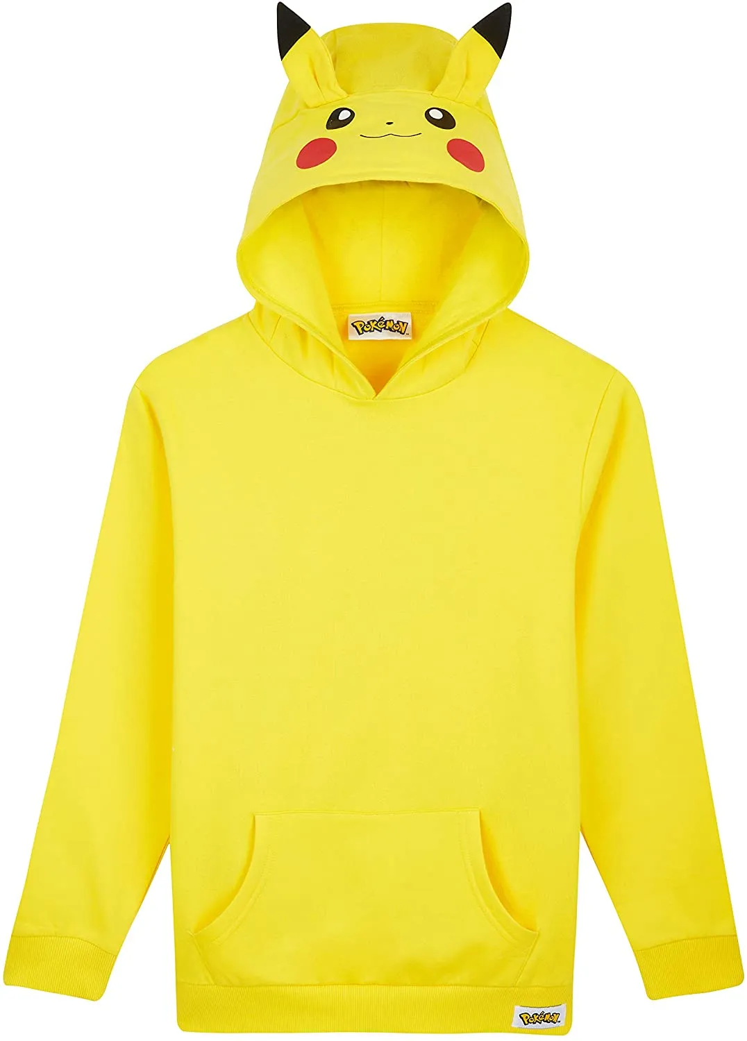 Pokémon Yellow Hoodie Kids, Pikachu Sweatshirt Cotton with 3D Ears Boys Teens