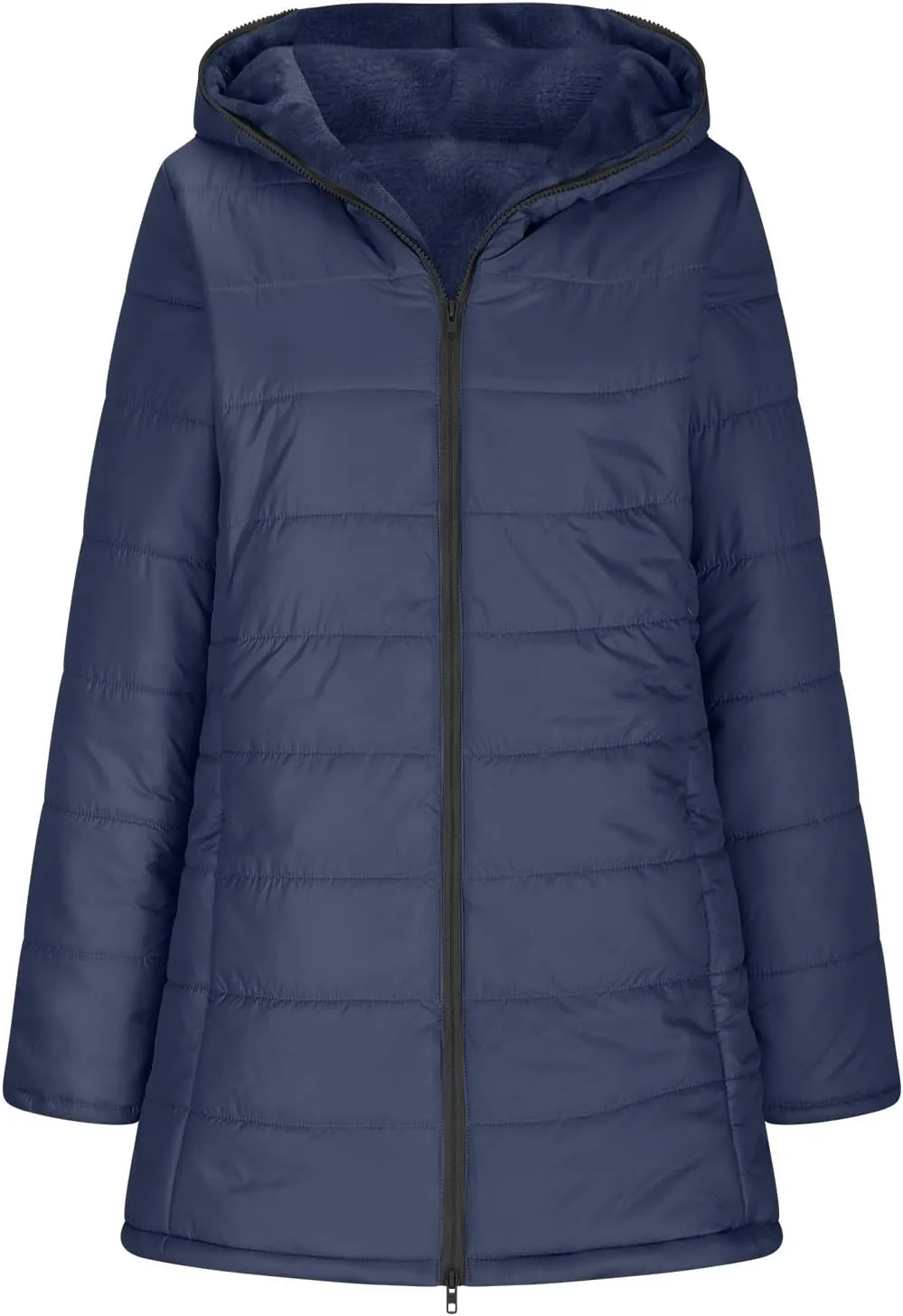 Puffer Jacket Womens Tops Mid Length Sherpa Lined Quilted Parkas Thicken Lightweight Hoodies Coats Windproof Outerwear