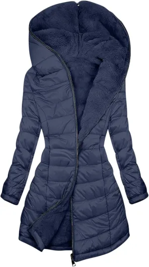 Puffer Jacket Womens Tops Mid Length Sherpa Lined Quilted Parkas Thicken Lightweight Hoodies Coats Windproof Outerwear