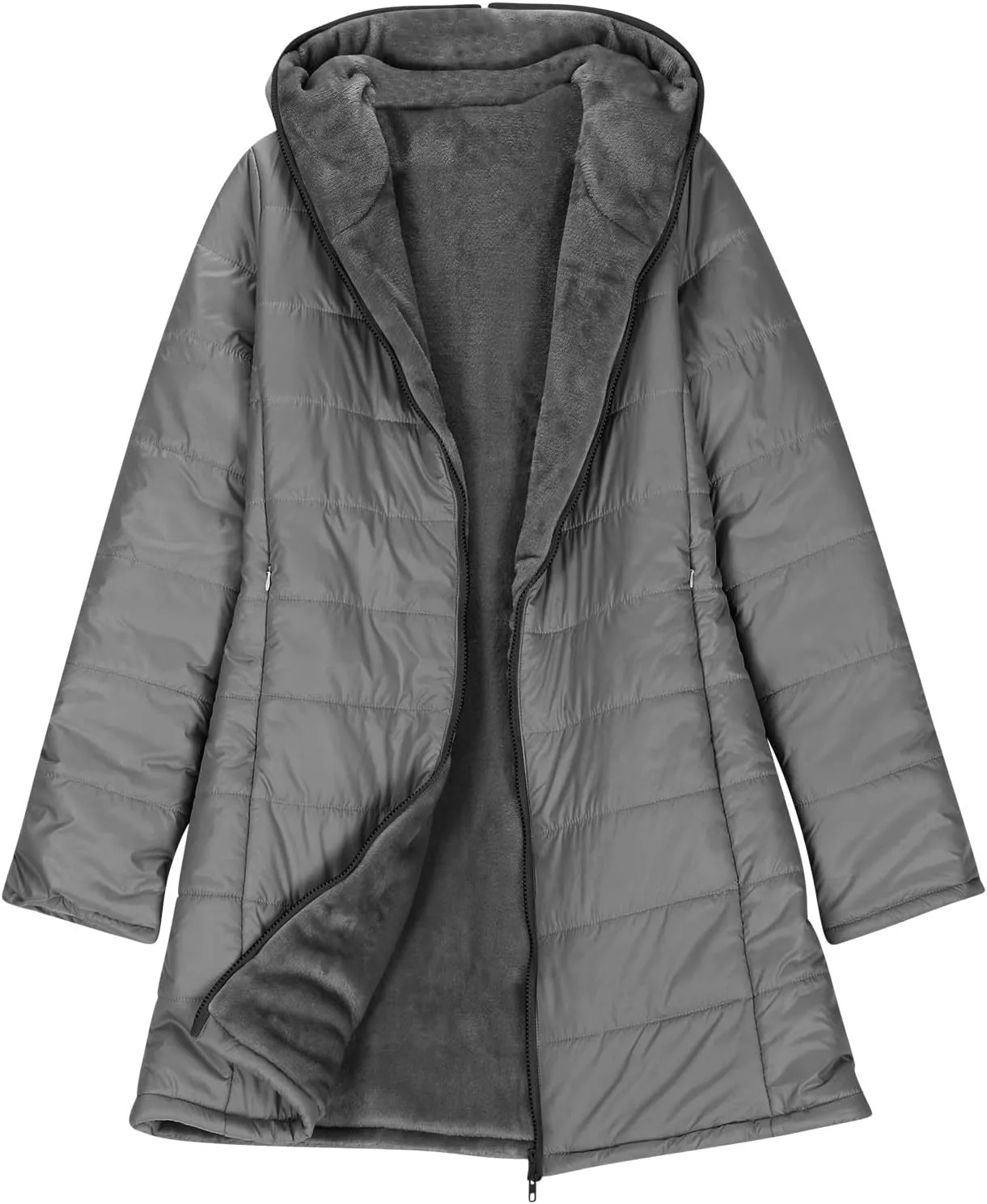 Puffer Jacket Womens Tops Mid Length Sherpa Lined Quilted Parkas Thicken Lightweight Hoodies Coats Windproof Outerwear