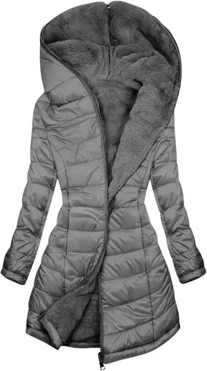 Puffer Jacket Womens Tops Mid Length Sherpa Lined Quilted Parkas Thicken Lightweight Hoodies Coats Windproof Outerwear