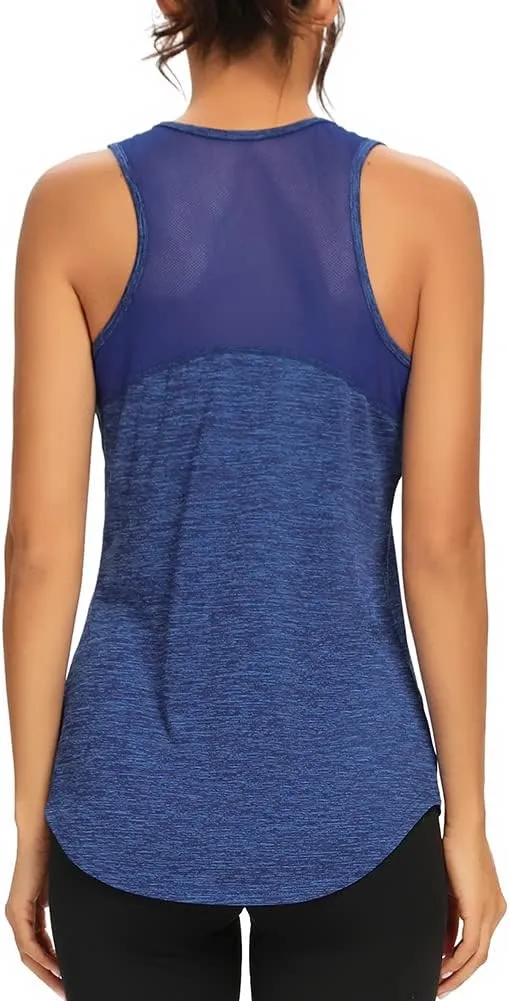 Quccefods Workout Tank Tops for Women Sleeveless Athletic Yoga Shirts Mesh Racerback Tank Tops Gym Workout Clothes