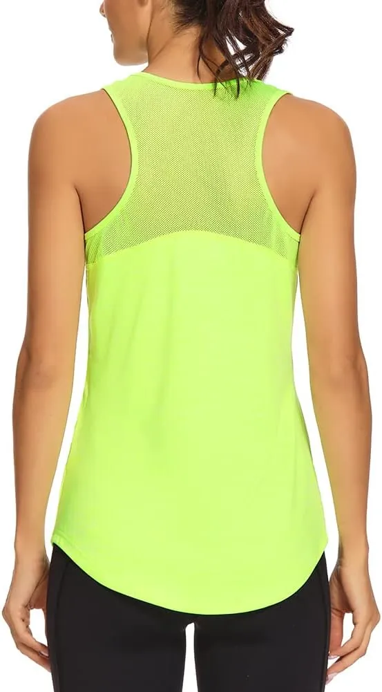 Quccefods Workout Tank Tops for Women Sleeveless Athletic Yoga Shirts Mesh Racerback Tank Tops Gym Workout Clothes